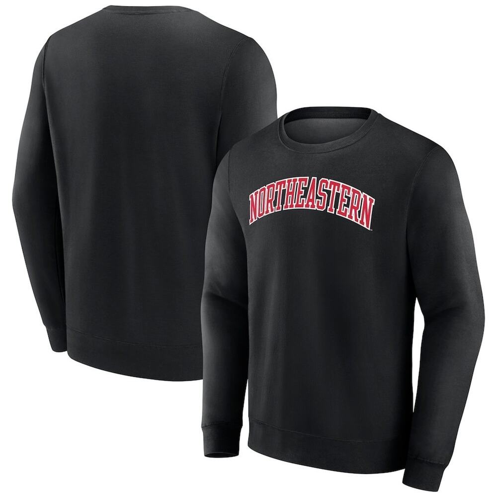 Northeastern Huskies Short Name Fleece Pullover Sweatshirt - Black Large NWT